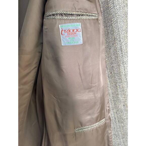 Vintage 70's Triona Design Donegal Handwoven Herringborn Tweed Wool Blazer 52R - Picture 14 of 14